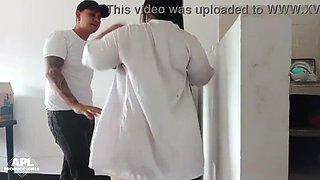 Scarlett can't resist helping her needy Latina neighbor with a creampie