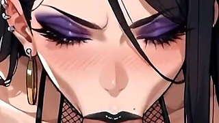 Anime Ai Deepthroat with Cum Inside the Mouth