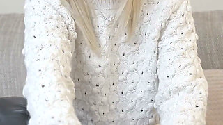 Blonde MILF Gives Sloppy Footjob to Titus in Fuzzy Socks