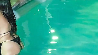 Caught in the Act! Two Brunettes Caught Masturbating in the Condo's Pool