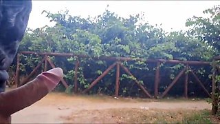 Risky public getting off in the park with a stiff-on for a stranger!