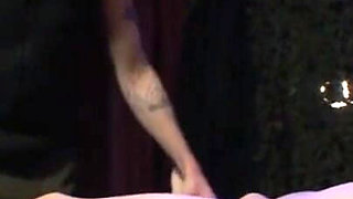 Blonde girl stretching chaining wax playing