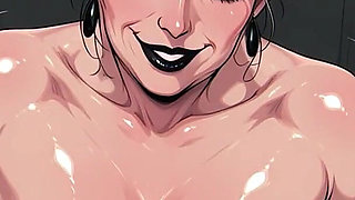 Slutty Goth Ai Granny in Bathroom