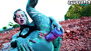 Dildoing My ANAL Outdoor Working Up to a Full Bladder