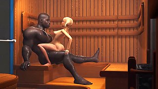 Innocent nerdy female in glasses gets nailed by a black Big Cock in sauna
