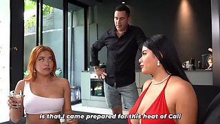 Busty Redhead MILF Celeste Alba Secret Fuck with Husband's Friend Goes Wrong - Huge Tits & Monster Cock Cuckold in Living Room