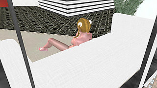 Office Finger Fun: 3D Cartoon Beauty Getting Two‑finger Pussy Play