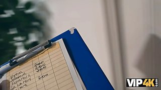 Vip4k. slutty debtor with natural Small Tits paying her debt with her Tight Pussy and anus