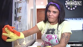 Vick Valencia In Cleans The House Before The Cock