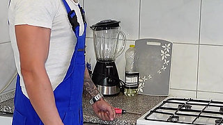 German BBW Maure Wife with Biggest Natural Tits Seduce Small Worker to Fuck