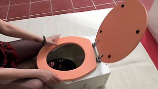 redhead Lady spit on her human toilet