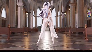 [mmd] Weak Sound Good Kiss Hollow Erotic Underwear Thong Opening White Silk Wedding Dress