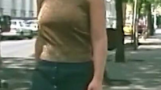 Determined Blonde Peeing Outdoor