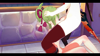 Genshin Impact Hentai - Kazuha X Kuki Shinobu Blowjob and Fucked with Creampie - Japanese Asian Manga Anime Game Porn