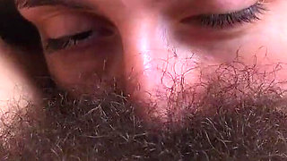 How to Please Hairy Pussy! Lesbian Big Bush Strapon Fuck! Chloe Kreams, Pearl Sage