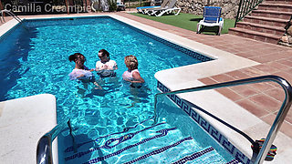 Swimming Pool Wet T-shirt Lesbians