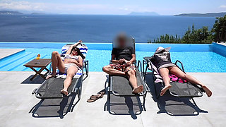 PUBLIC! His wife can't satisfy him, so he fucks me right by the HOTEL POOL!