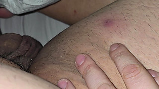 Stepmom hand slowly slip from stepson leg on his dick gave him a handjob