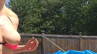 Poolside Bikini Tits Bouncing Orgasm