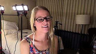 Cute blonde teen toys masturbation show