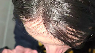 Real milf blows and takes a cock in the bar toilets