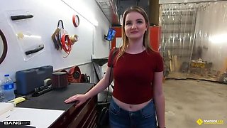 Busty Blonde Fucks Mechanic in Garage to Pay Car Bill - Big Cock POV