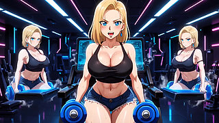 Android 18 Hentai Gym Tease - Big Tits Bounce Huge Ass Dirty Talk