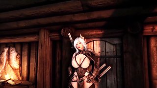 Hot 3D Porn Game-play: Busty Blonde Elf Tries To Defeat Goblins With Her Pussy And Mouth