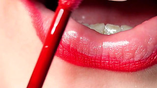 Red lipstick fetish and fur