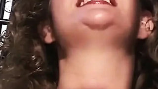 Hot German babe fingering her hairy pussy with vibrator in outdoor