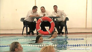 Four Sexy Pornstars Race in the Pool in This Hardcore Orgy Scene - Private Porn Sex Videos