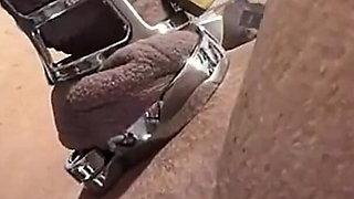 My Strap on Stories - I Make Him Cum Thru a Cage Before I Suck Him off & Swallow His Cum. POV 2.