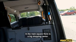 Faux taxi - sybil flashes off her short jeans clothes and brilliant boobs