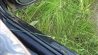 Hot Russian MILF neighbor jerks my dick in car parking lot - intense blowjob & cumshot