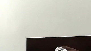 Amateur Woman Has Fun Trying on Clothes and Cutting Them.