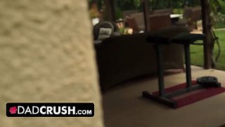 Dadcrush - sexy fit beauty lets her step-father stir her pants and finger fuck her outdoors by the pool