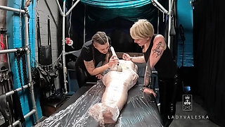Sub Girl Wrapped in Latex and Tormented by Mistress Valeska