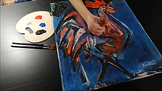 Horny Artist Cock Massage Cumshot