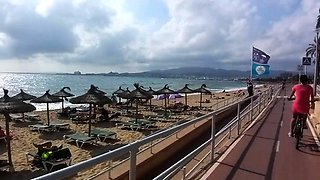 Flashing Hairy Pussy by Taking Off Panties at the Beach Suns