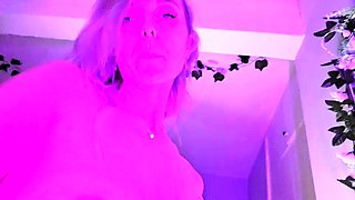 Big Boobed Blonde Masturbates With A Dildo In The Bathroom