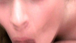 Pale and chubby brunette MILF sucks and tit fucks a big cock