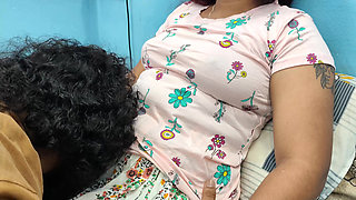 Boobs press with pussy lick romance in skirt