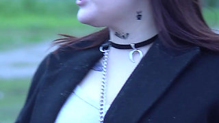 A Beauty with a Tattoo Shows Her Tits