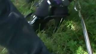German BDSM - Two outdoor slave babes