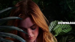 Stunning big tits redhead babe posing