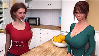 Hot brunette babe enjoys the summer heat in an erotic visual novel game