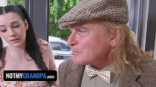 Step-grandpa's huge huge cock makes his innocent step-grand-daughter groan!!! - teamskeet