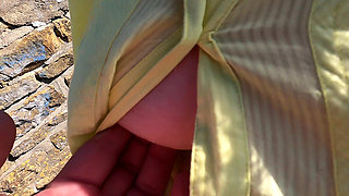 Spanking Her Naked Tits in Medieval Castle