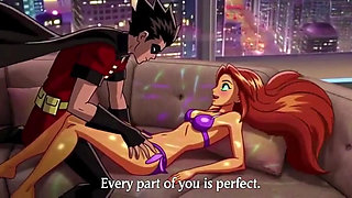 STARFIRE & ROBIN STEAMY PENTHOUSE ROMANCE - Hot 3D Anime Couple