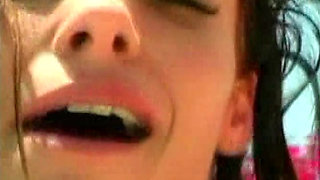 Classic porn diva fucked by the pool